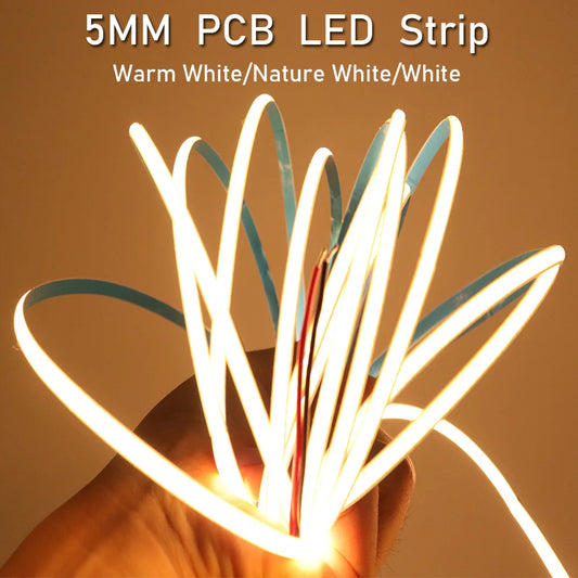 5Mm FCOB LED Strip Light 384 Leds High Density Flexiblefob COB Led Lights 3000K 4000K 6000K Linear Dimmable 12V/24V