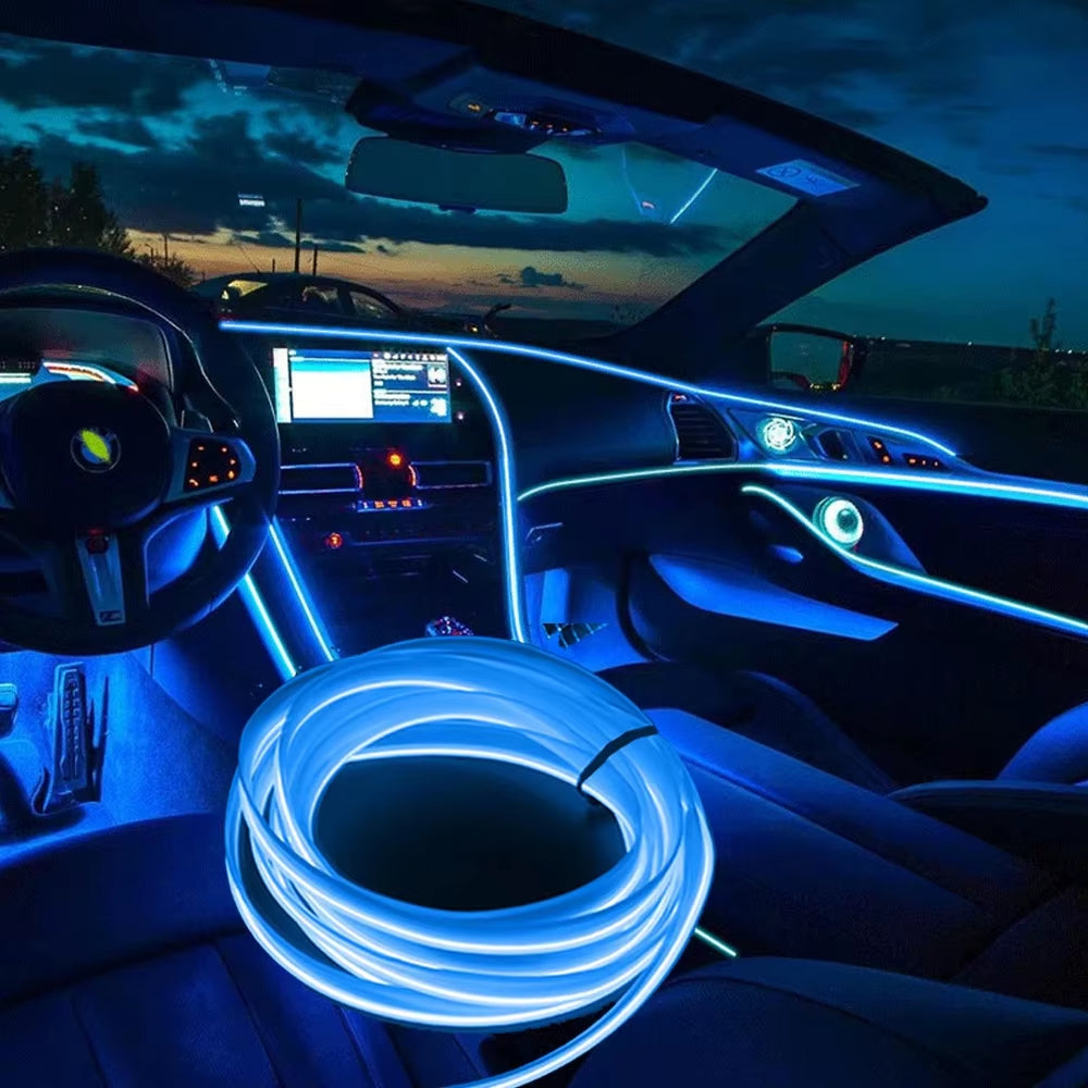 Car Interior Lights Ambient Lights 1M 3M 5M LED Flexible Neon Lighting String Lights for Car Interior Dashboard Door Decoration
