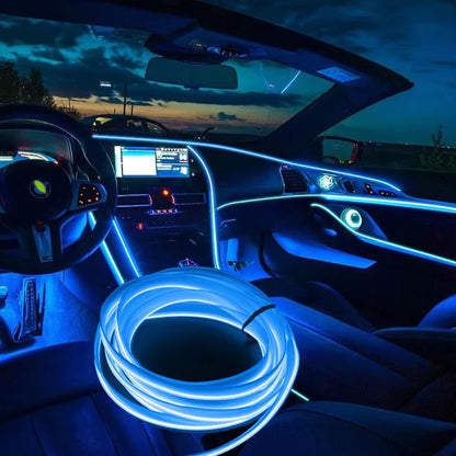 Car Interior Lights Ambient Lights 1M 3M 5M LED Flexible Neon Lighting String Lights for Car Interior Dashboard Door Decoration